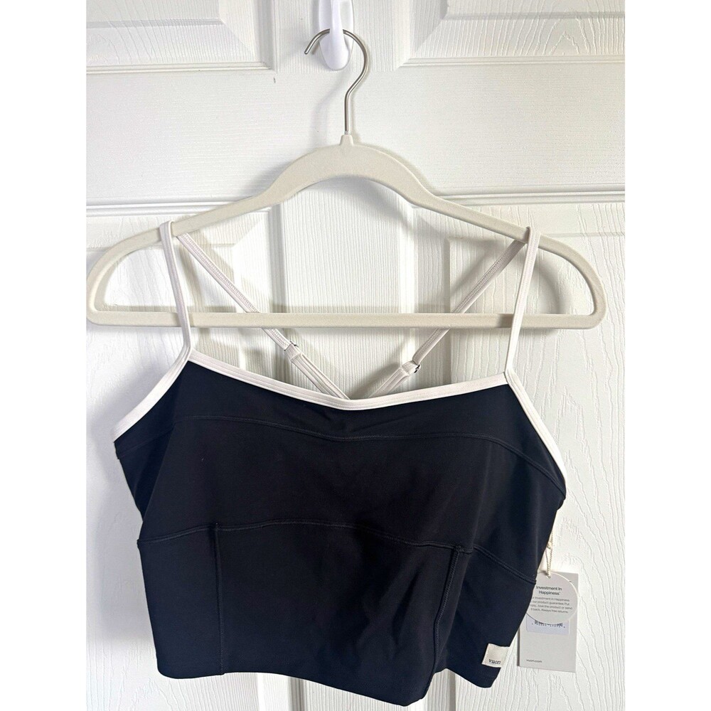 Vuori Black/White Strappy Crossback Wireless Sports Bra Size L